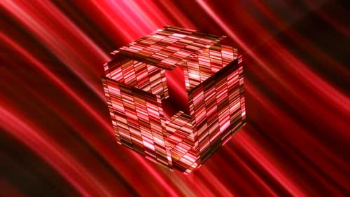 Videohive - Futuristic glowing cube on striped background - 37130035 - 37130035