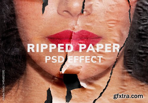 Woman with Ripped Paper Texture Effect 456812592