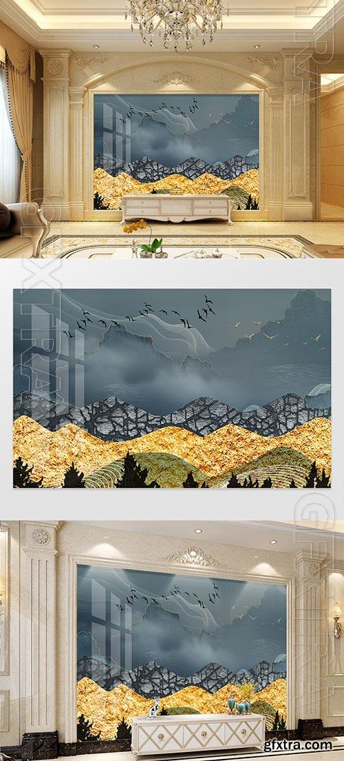 Landscape gilt texture abstract new style background wall