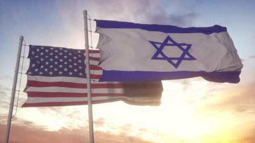 Videohive - Israel and United States Flag on Flagpole - 37126521 - 37126521