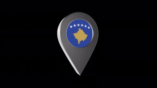 Videohive - 3d Animation Map Navigation Pointer With Kosovo Flag With Alpha Channel - 4K - 37128894 - 37128894