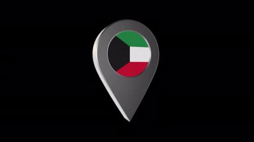 Videohive - 3d Animation Map Navigation Pointer With Kuwait Flag With Alpha Channel - 4K - 37128899 - 37128899