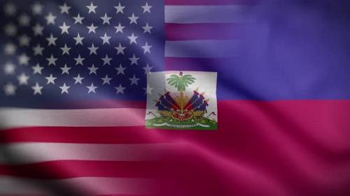 Videohive - USA Haiti Flag Loop Background 4K - 37130249 - 37130249