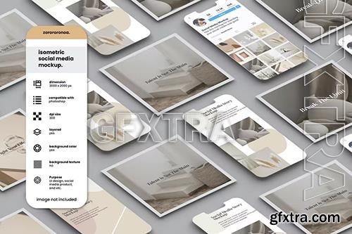 Isometric Social Media Mockup 8QQRQBP