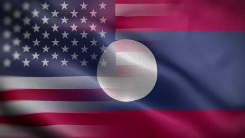 Videohive - USA Laos Flag Loop Background 4K - 37130289 - 37130289