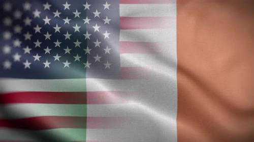 Videohive - USA Ireland Flag Loop Background 4K - 37130291 - 37130291