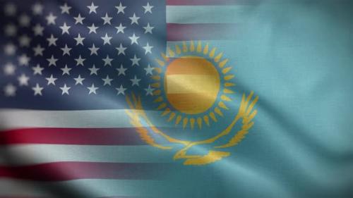 Videohive - USA Kazakhstan Flag Loop Background 4K - 37130294 - 37130294