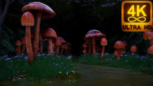 Videohive - Brown forest mushrooms magic 3d background beautiful animation inside the psilocybin psychedelic vj - 37123773 - 37123773