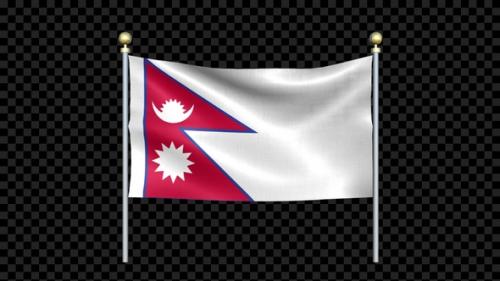 Videohive - Nepal Flag Waving In Double Pole Looped - 37095411 - 37095411