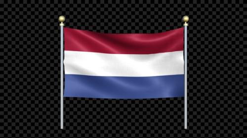 Videohive - Netherlands Flag Waving In Double Pole Looped - 37095623 - 37095623