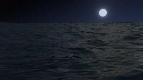 Videohive - Ocean night landscape. Moonlight reflection on water. - 37104060 - 37104060