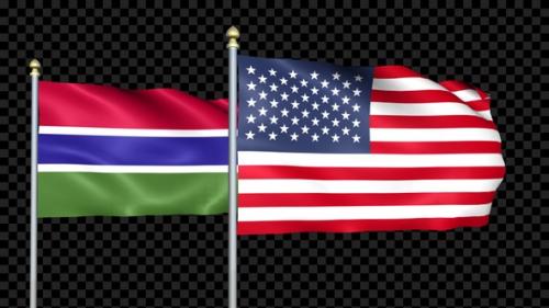 Videohive - Gambia And United States Two Countries Flags Waving - 37061037 - 37061037