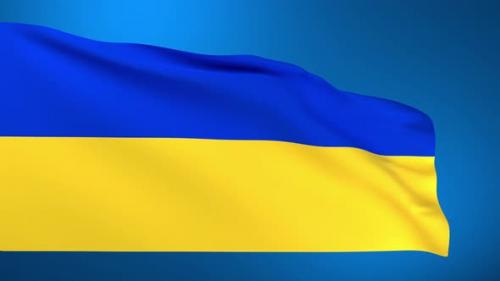 Videohive - 3D Animation of the UKRAINE Flag Waving on Blue Background 3D Rendering - 37070037 - 37070037