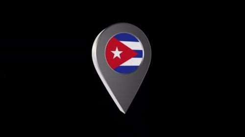 Videohive - 3d Animation Map Navigation Pointer With Cuba Flag With Alpha Channel - 2K - 37083041 - 37083041