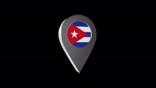 Videohive - 3d Animation Map Navigation Pointer With Cuba Flag With Alpha Channel - 4K - 37083052 - 37083052