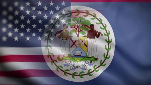Videohive - USA Belize Flag Loop Background 4K - 37087090 - 37087090