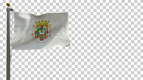 Videohive - Governor of Puerto Rico Flag (USA) on Flagpole with Alpha Channel - 4K - 37189721 - 37189721