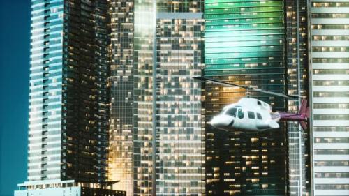 Videohive - Helicopter Flies Through Center of Big City - 37195742 - 37195742