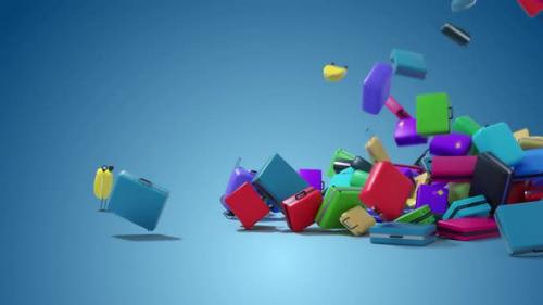 Videohive - animation of falling suitcases. annotation - poor loading or collapse of tourism - 37215368 - 37215368