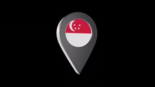 Videohive - 3d Animation Map Pointer With Singapore Flag With Alpha Channel- 2K - 37215480 - 37215480