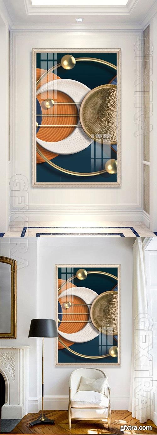 Entrance geometric relief neo-modern style decorative painting