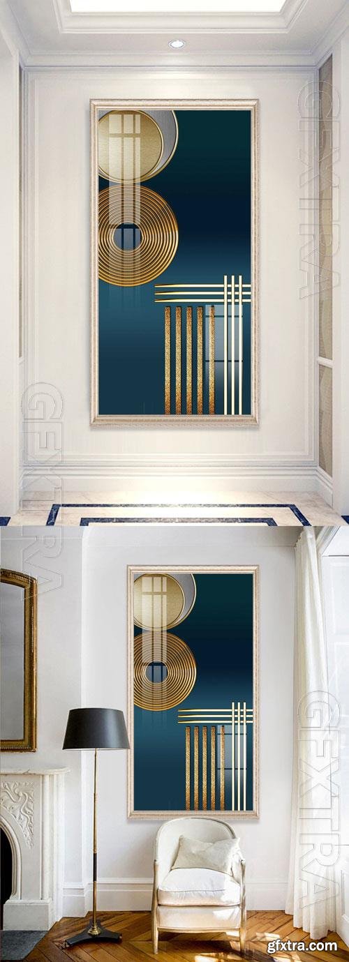 Abstract geometric metallic light luxury porch decorative painting