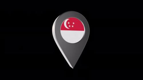 Videohive - 3d Animation Map Pointer With Singapore Flag With Alpha Channel- 4K - 37215484 - 37215484