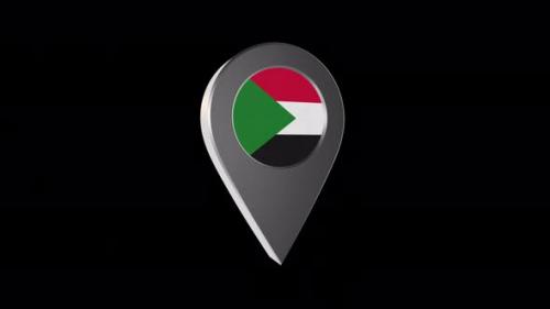 Videohive - 3d Animation Map Pointer With Sudan Flag With Alpha Channel - 4K - 37234023 - 37234023