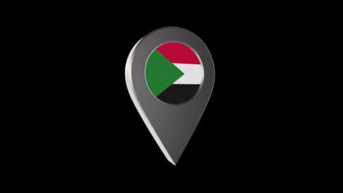 Videohive - 3d Animation Map Pointer With Sudan Flag With Alpha Channel 2K - 37234024 - 37234024