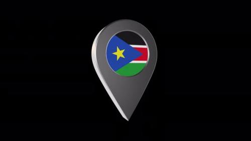 Videohive - 3d Animation Map Pointer With South Sudan Flag With Alpha Channel - 4K - 37234025 - 37234025