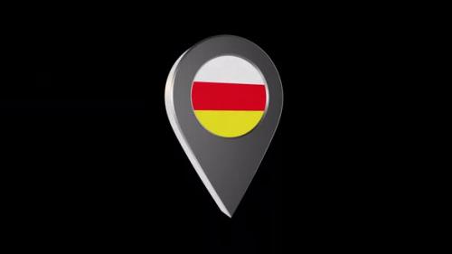 Videohive - 3d Animation Map Pointer With South Ossetia Flag With Alpha Channel - 2K - 37234026 - 37234026