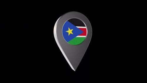 Videohive - 3d Animation Map Pointer With South Sudan Flag With Alpha Channel - 2K - 37234029 - 37234029