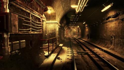 Videohive - Light at Night in the Subway Tunnel the Old Town - 37153720 - 37153720