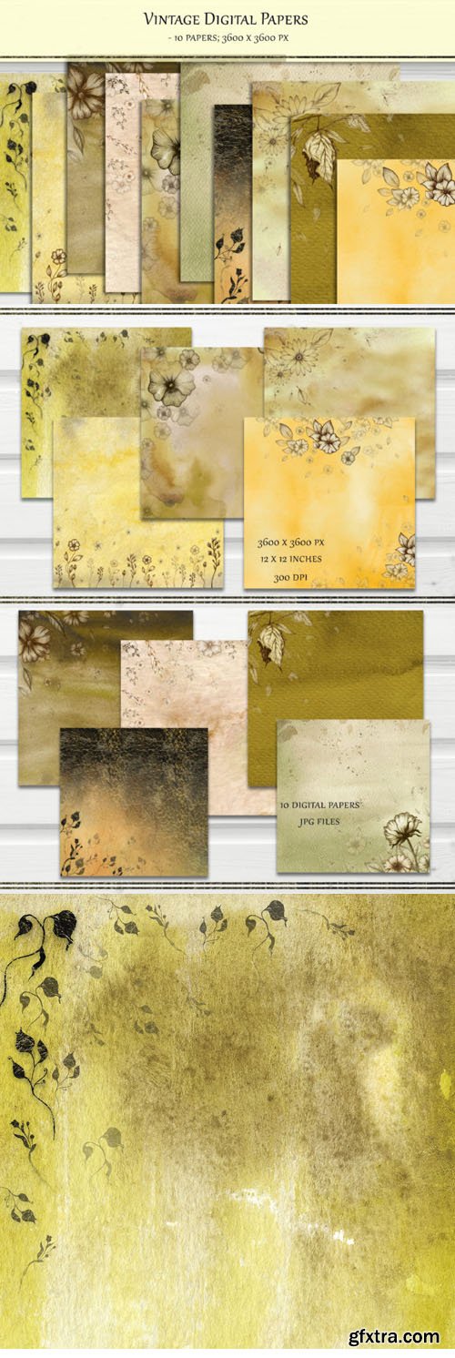 10 Vintage Textures - Scrapbook Papers Collection