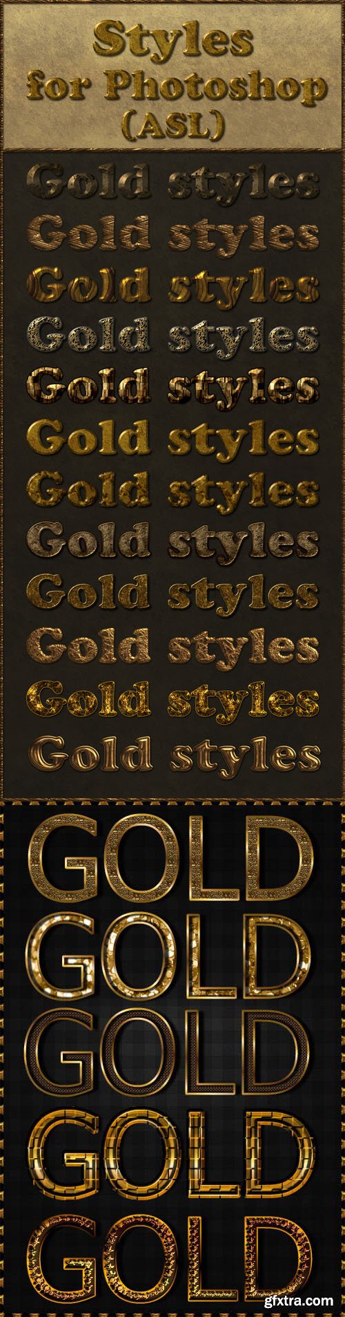 30 Gold Styles Collection for Photoshop