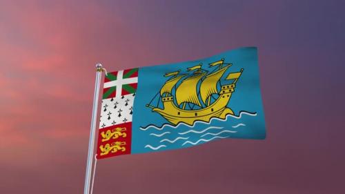 Videohive - Flag Of Saint Pierre And Miquelon Waving 4k - 37177534 - 37177534