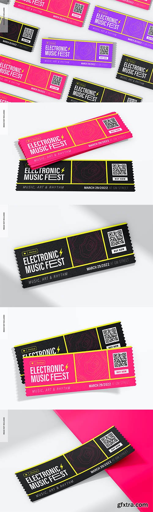 Ticket with die cut edges mockup