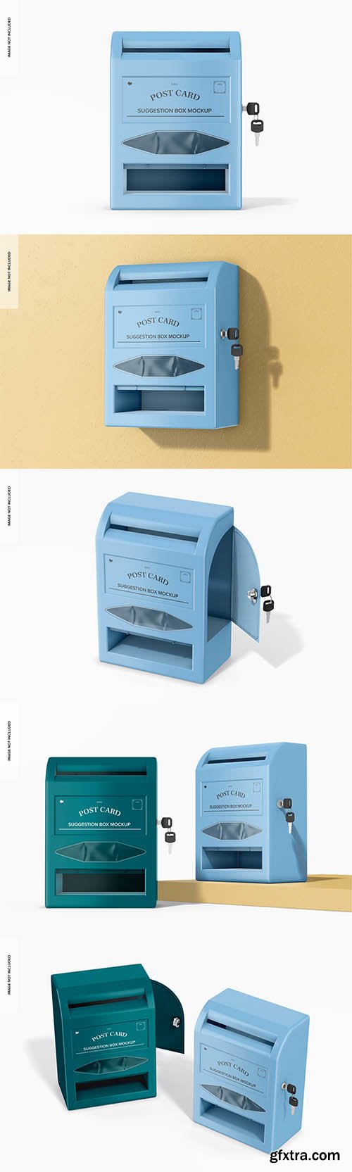 Plastic suggestion boxes mockup