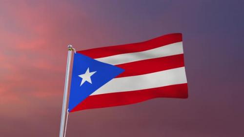 Videohive - Flag Of Puerto Rico Waving 4k - 37177540 - 37177540