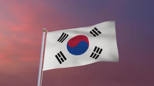 Videohive - Flag Of South Korea Waving 4k - 37177568 - 37177568