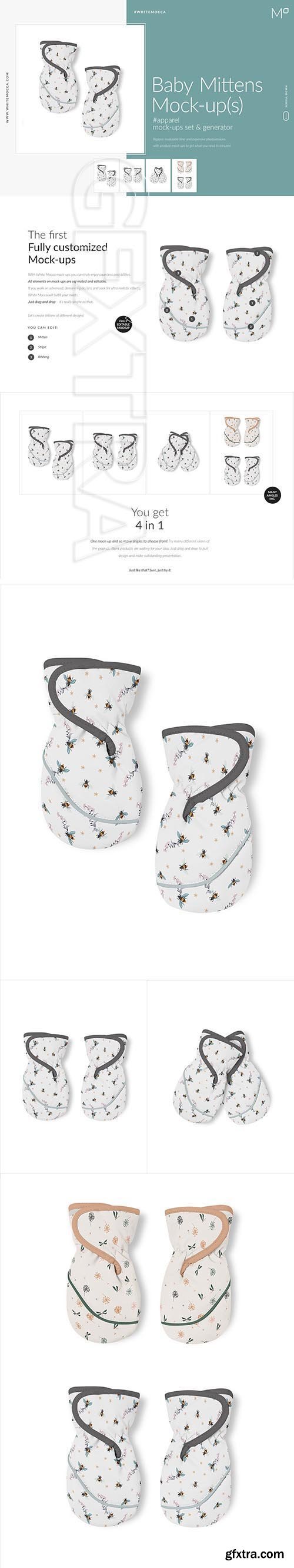 CreativeMarket - Baby Mittens Mock-ups Set 4543509