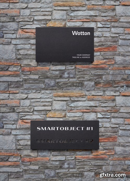 Matte Plastic Logo Sign Mockup on Stone Wall 334582834