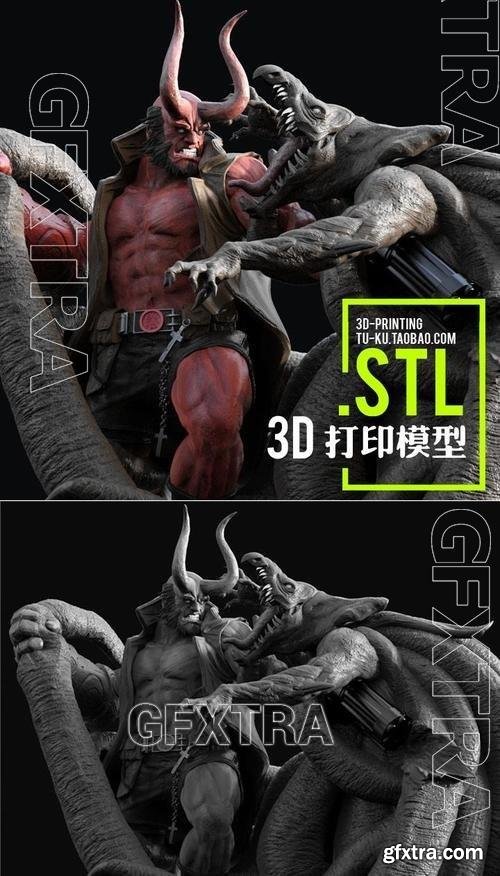 Hellboy Fighting 3D Printable