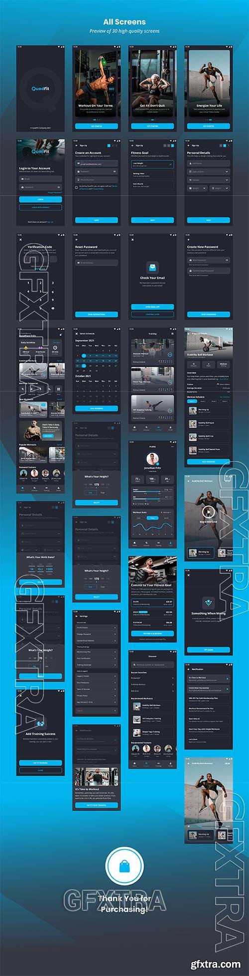 QuadFit - Fitness App UI Kit