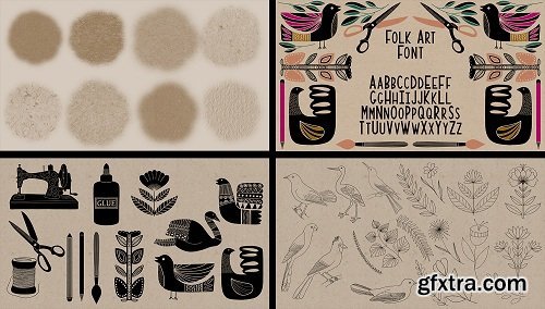 Folk Illustrations on Your iPad in Procreate + Free Paper Texture &amp; Folk Art Brushes for Procreate