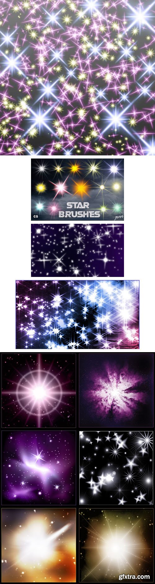 Stars, Flames and Sparkles Brushes Collection for Photoshop