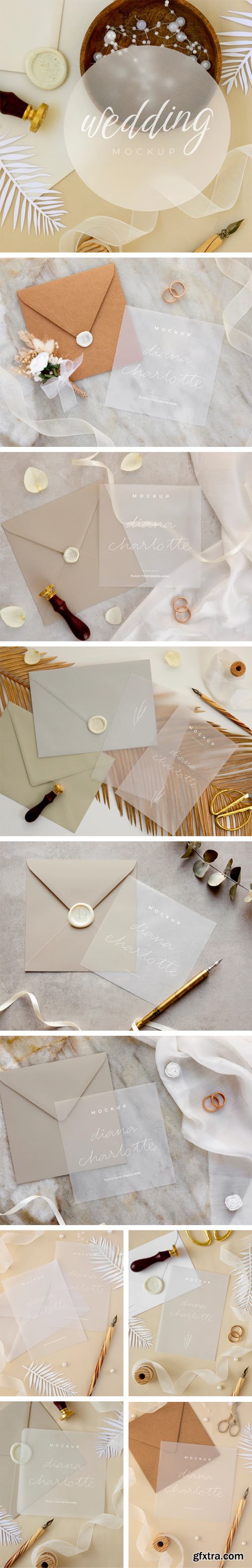 10 Elegant Wedding Invitation PSD Mockups Templates