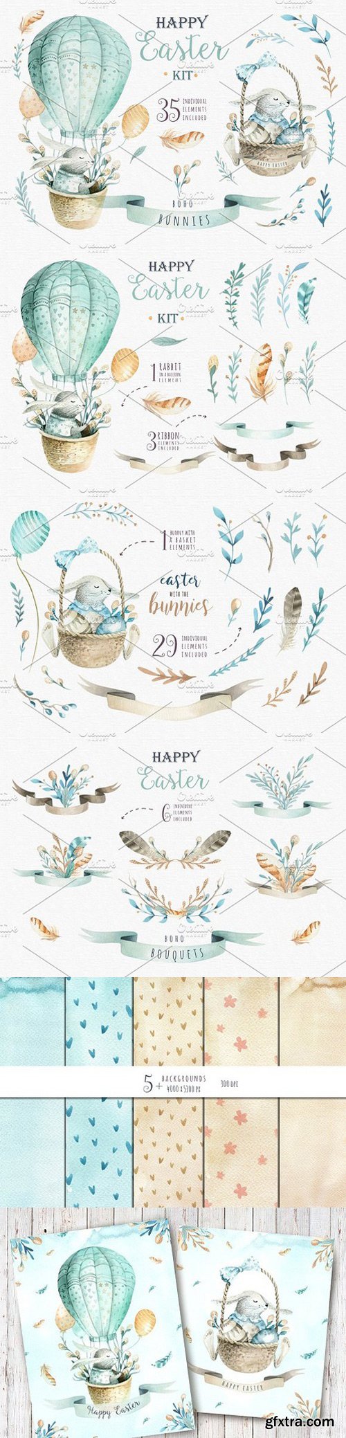 Happy easter with bunnies I