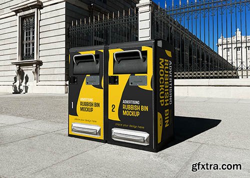 Advertising rubbish bin mockup