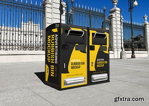 Advertising rubbish bin mockup